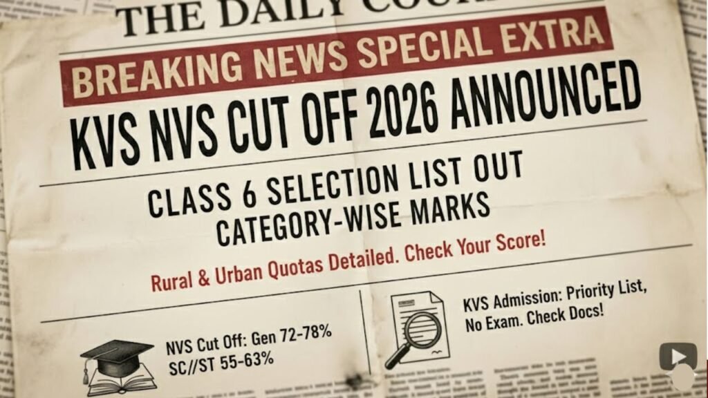 KVS NVS Cut Off 2026: Expected Category Wise Marks, Selection List & Admission Process for Class 6