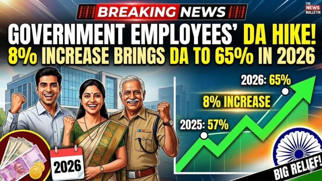 Government Employees’ DA Hike: 8% Increase Brings DA to 65% in 2026